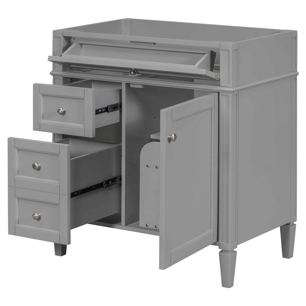 Zake Bathroom Vanity Cabinet with Tip-Out Drawers | Gray Wood 30"