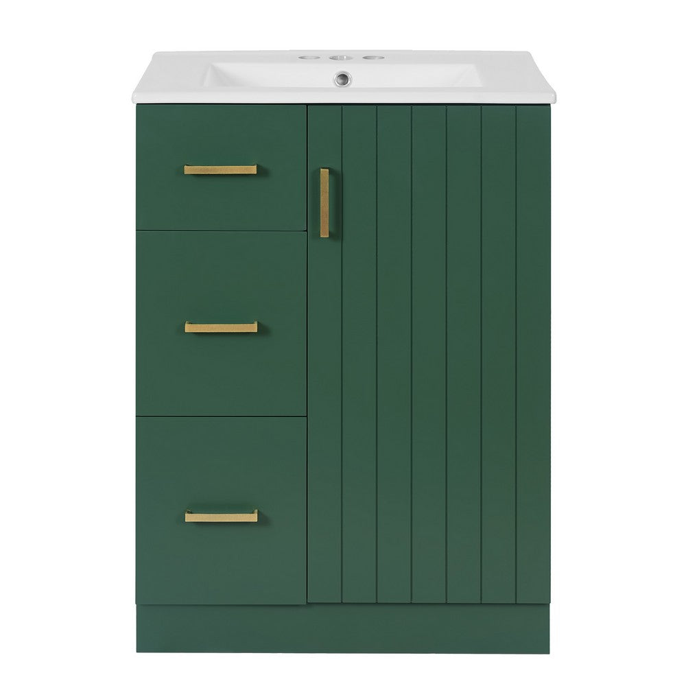Zelma Modern Vanity | 2 Drawers & Soft-Closing Door | Green Wood 24"