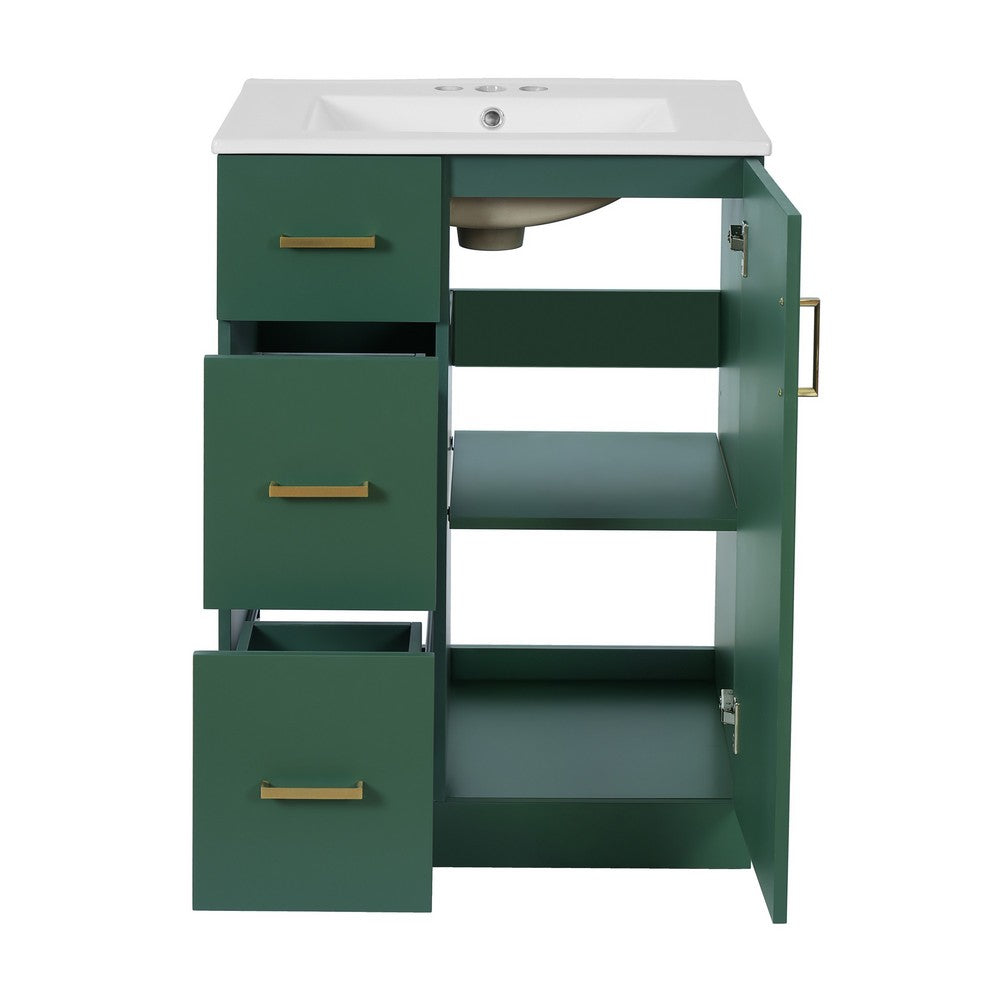 Zelma Modern Vanity | 2 Drawers & Soft-Closing Door | Green Wood 24"