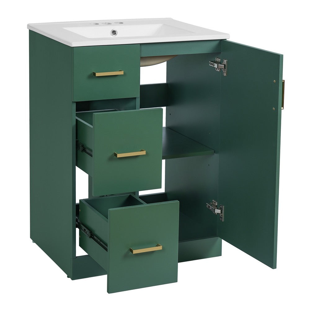 Zelma Modern Vanity | 2 Drawers & Soft-Closing Door | Green Wood 24"