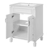 Azra Bathroom Vanity with Ceramic Sink | Soft-Close Doors | White Wood 24"