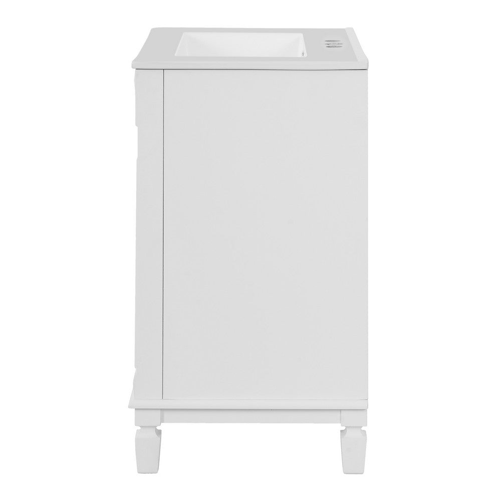 Azra Bathroom Vanity with Ceramic Sink | Soft-Close Doors | White Wood 24"