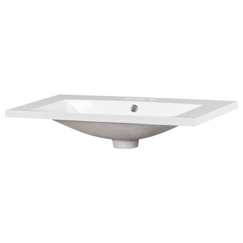 June Resin Vanity Top with Integrated Basin & Faucet Holes | White 30"