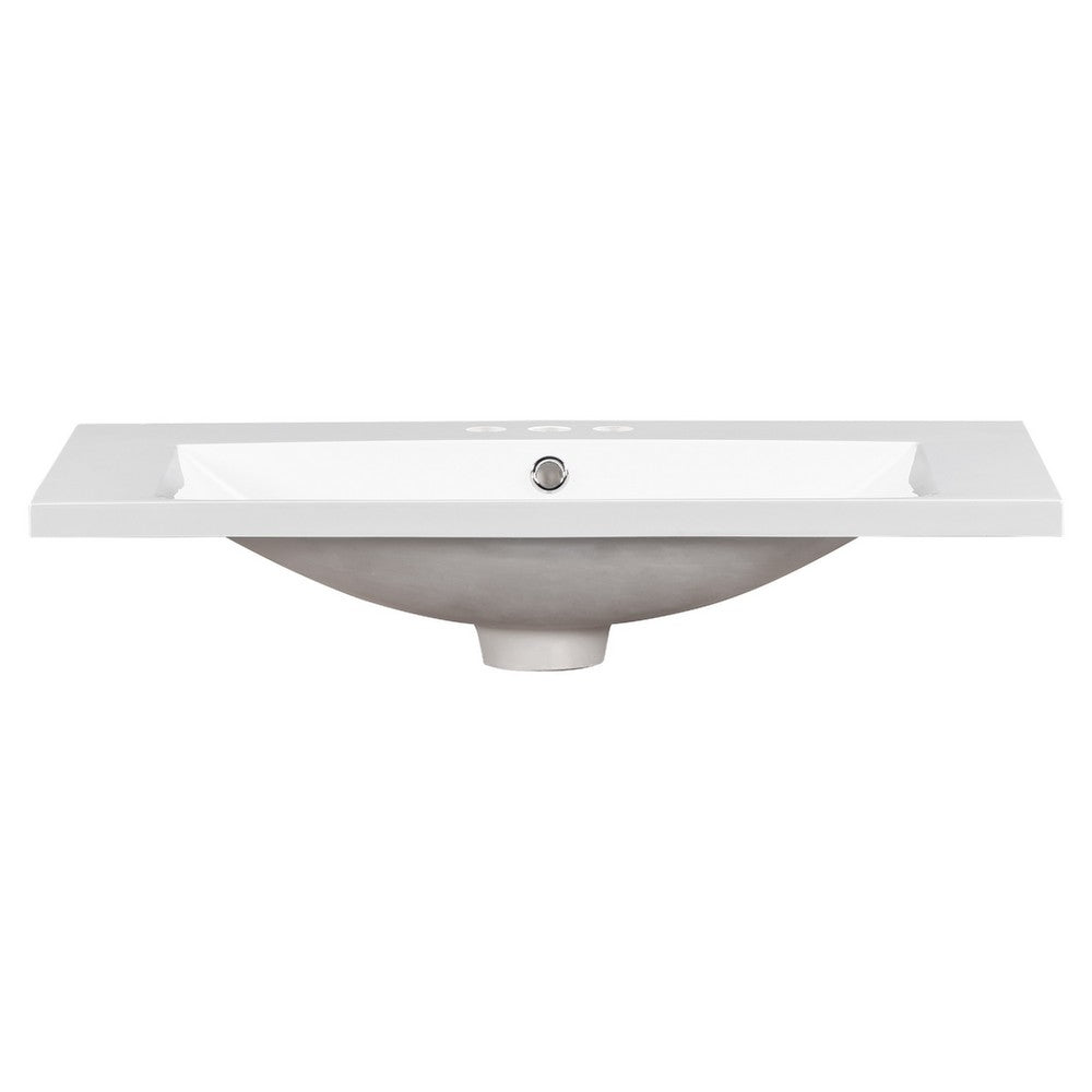 June Resin Vanity Top with Integrated Basin & Faucet Holes | White 30"