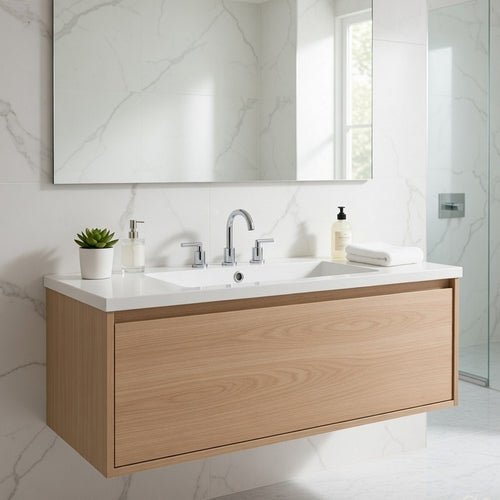 June Resin Vanity Top with Integrated Basin & Faucet Holes | White 30"