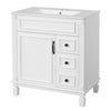 Xolo Bathroom Vanity with 2 Drawers | Ceramic Sink | White Wood 30"