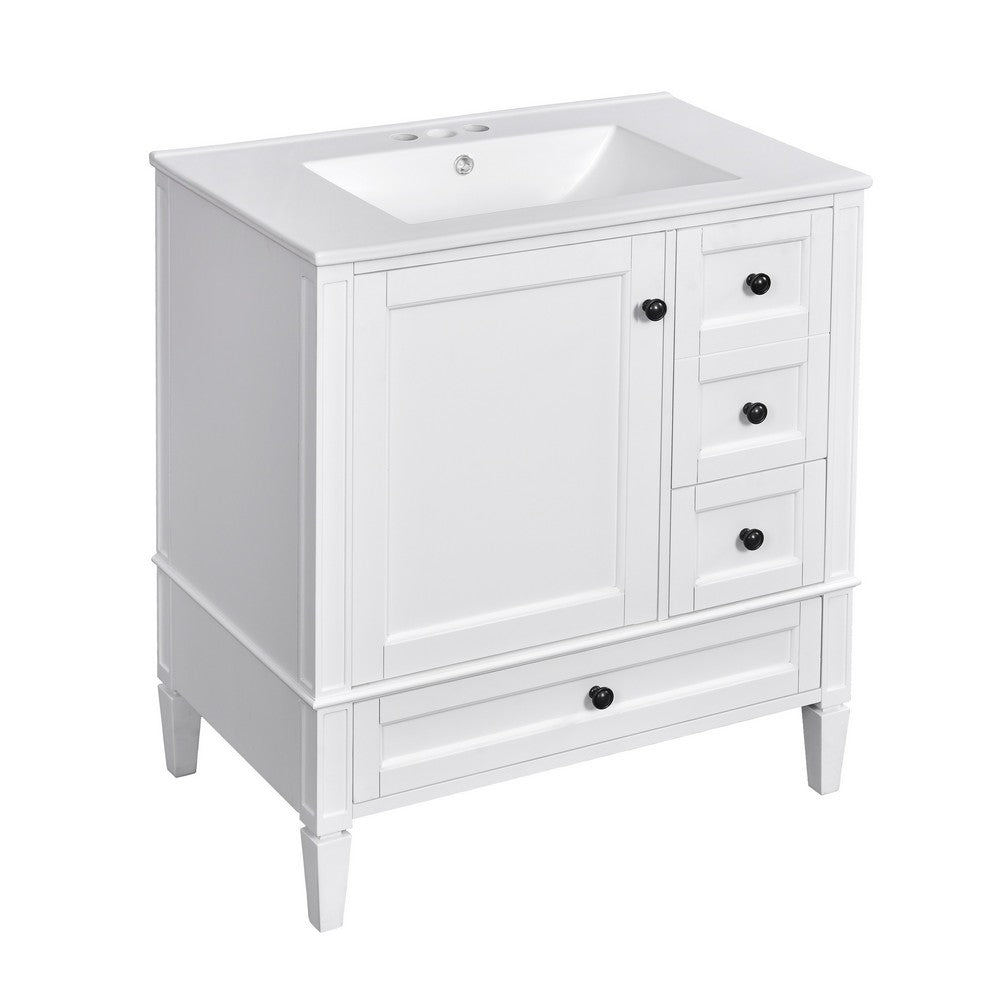 Cullen Bathroom Vanity with Ceramic Sink | 3 Drawers | Gray Wood 30"