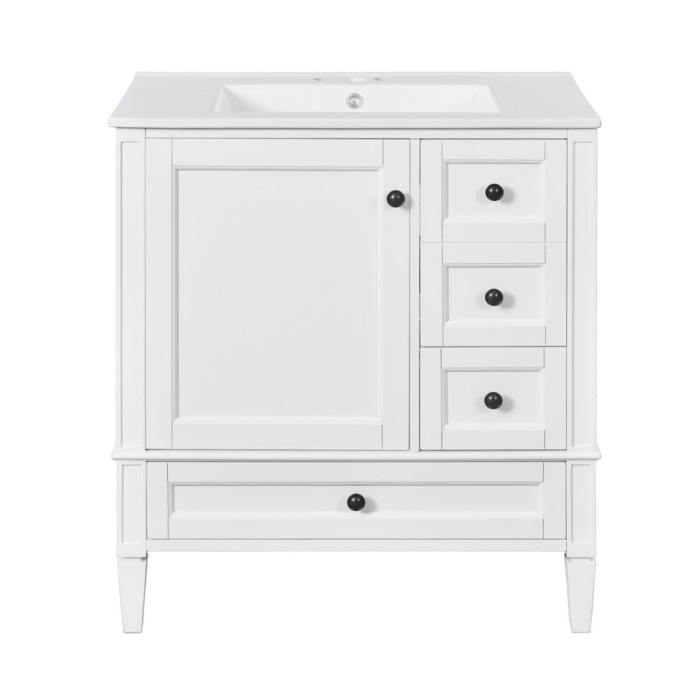 Cullen Bathroom Vanity with Ceramic Sink | 3 Drawers | Gray Wood 30"