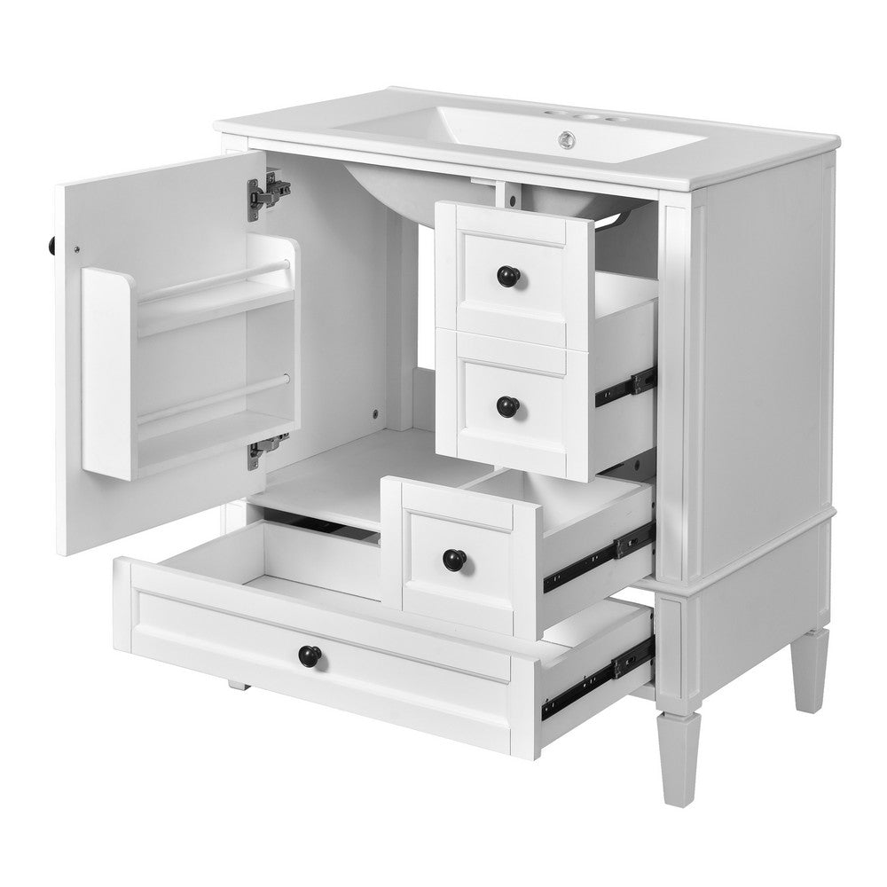 Cullen Bathroom Vanity with Ceramic Sink | 3 Drawers | Gray Wood 30"