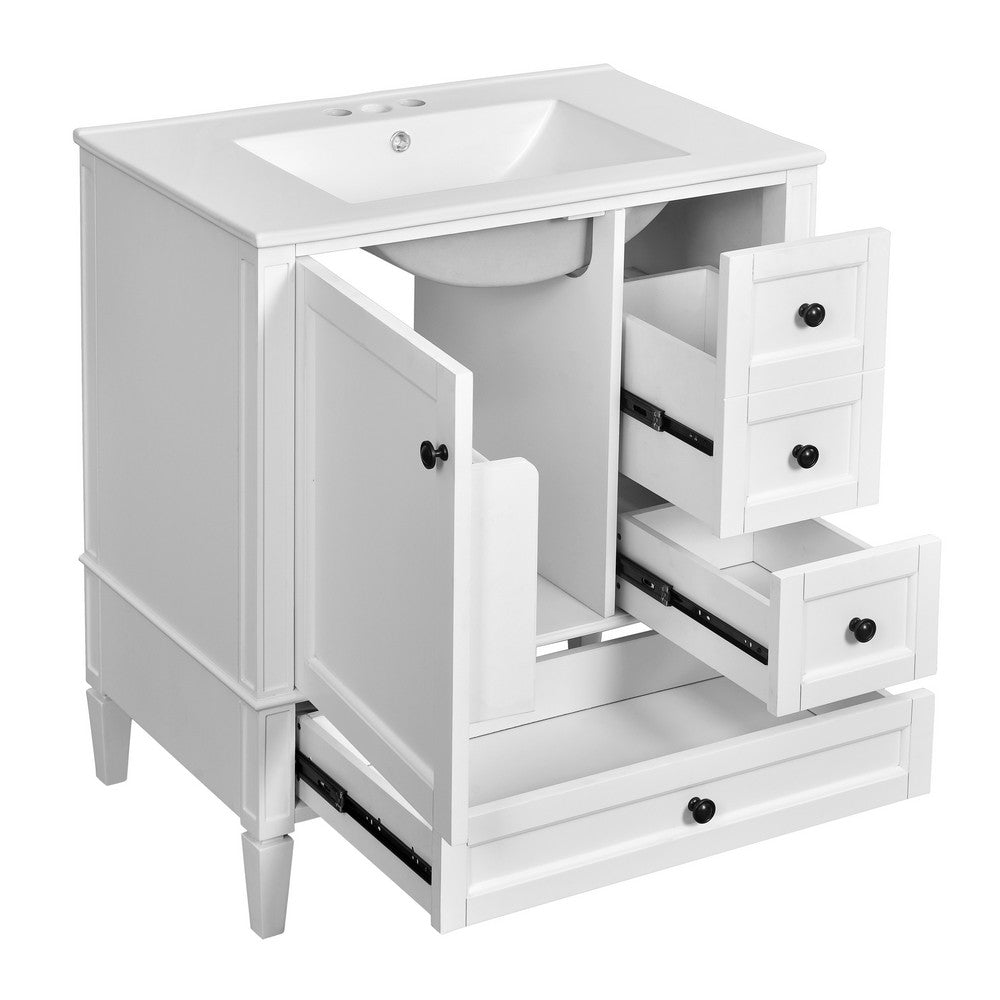 Cullen Bathroom Vanity with Ceramic Sink | 3 Drawers | Gray Wood 30"