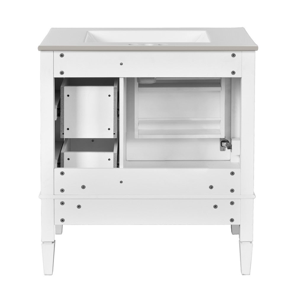 Cullen Bathroom Vanity with Ceramic Sink | 3 Drawers | Gray Wood 30"