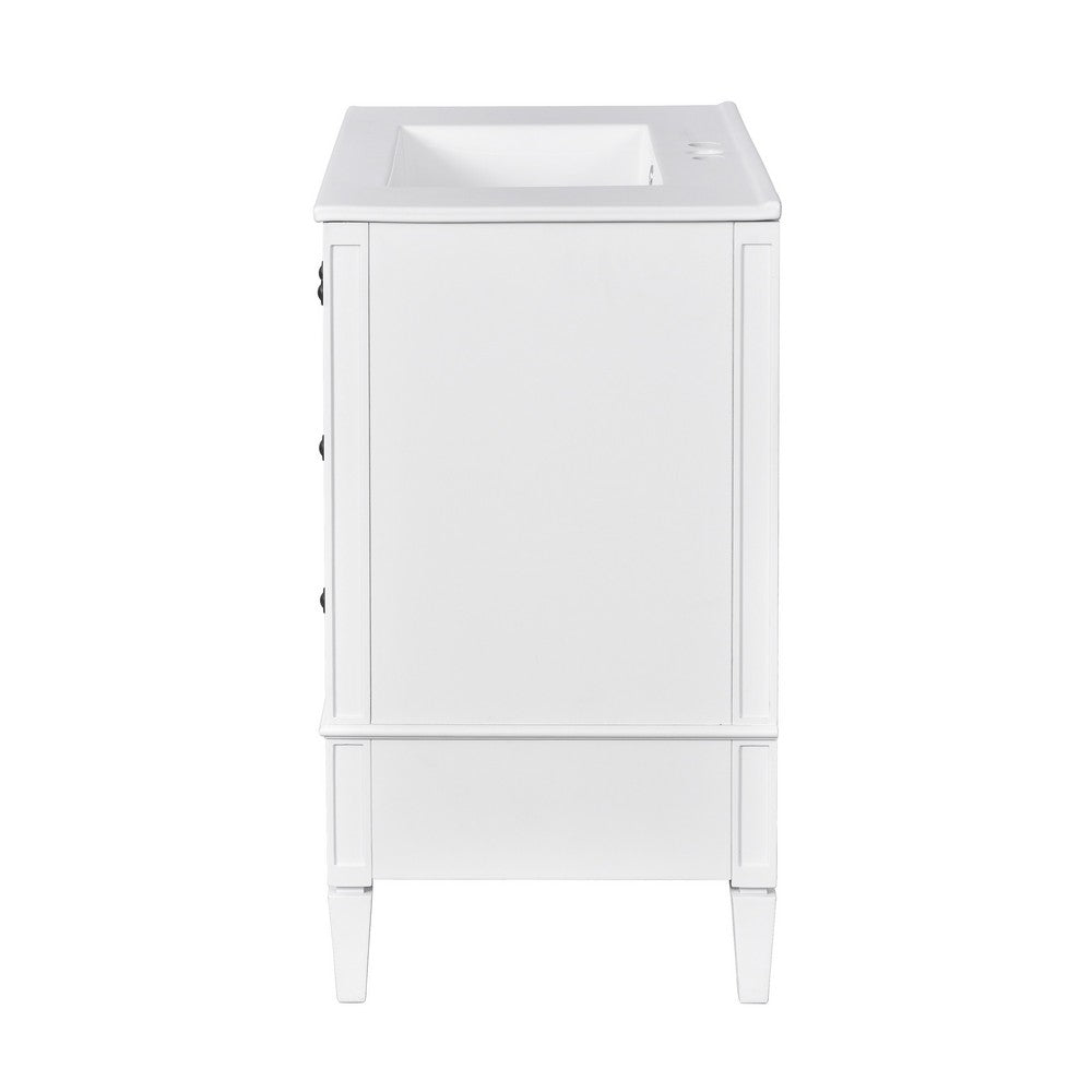 Cullen Bathroom Vanity with Ceramic Sink | 3 Drawers | Gray Wood 30"
