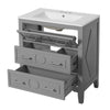 Solan Bathroom Vanity with Ceramic Sink | Chrome | Gray Solid Wood 30"