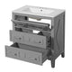 Solan Bathroom Vanity with Ceramic Sink | Chrome | Gray Solid Wood 30"