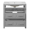 Solan Bathroom Vanity with Ceramic Sink | Chrome | Gray Solid Wood 30"