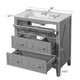 Solan Bathroom Vanity with Ceramic Sink | Chrome | Gray Solid Wood 30"