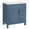 Xolo Bathroom Vanity | 2 Drawers & Ceramic Sink | Blue Solid Wood 30"