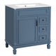 Xolo Bathroom Vanity | 2 Drawers & Ceramic Sink | Blue Solid Wood 30"