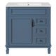Xolo Bathroom Vanity | 2 Drawers & Ceramic Sink | Blue Solid Wood 30"