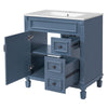 Xolo Bathroom Vanity | 2 Drawers & Ceramic Sink | Blue Solid Wood 30"