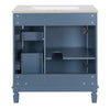 Xolo Bathroom Vanity | 2 Drawers & Ceramic Sink | Blue Solid Wood 30"