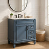 Xolo Bathroom Vanity | 2 Drawers & Ceramic Sink | Blue Solid Wood 30"
