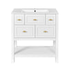 Velly Bathroom Vanity with Ceramic Sink | 5 Drawers & Shelf | White 30"