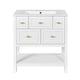 Velly Bathroom Vanity with Ceramic Sink | 5 Drawers & Shelf | White 30"