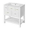 Velly Bathroom Vanity with Ceramic Sink | 5 Drawers & Shelf | White 30"