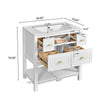 Velly Bathroom Vanity with Ceramic Sink | 5 Drawers & Shelf | White 30"