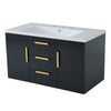 Jayz Floating Vanity with Sink | Gold Accents | Black Textured Wood 36"
