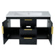Jayz Floating Vanity with Sink | Gold Accents | Black Textured Wood 36"