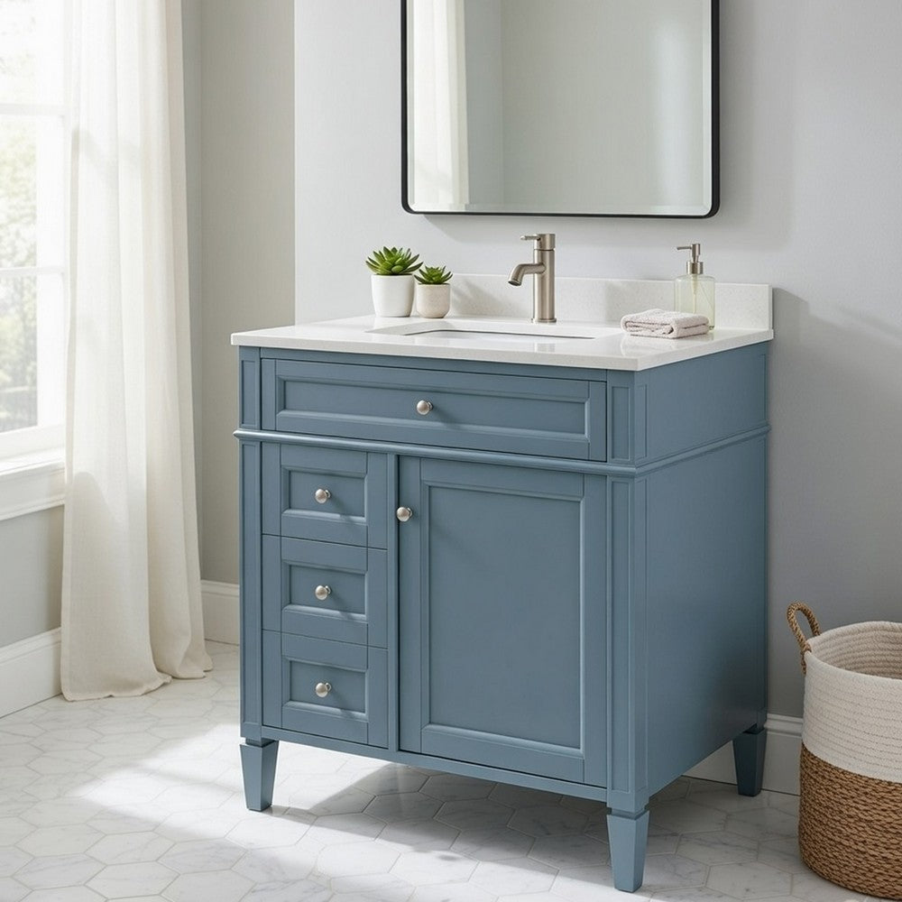 Zake Bathroom Vanity Cabinet with Tip-Out Drawers | Indigo Wood 30"