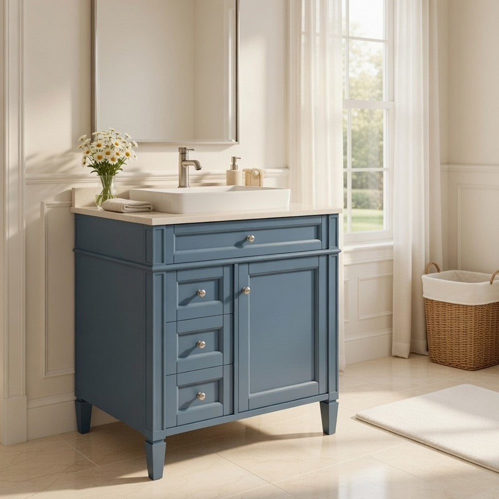 Zake Bathroom Vanity Cabinet with Tip-Out Drawers | Indigo Wood 30"