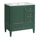 Cullen Bathroom Vanity with Ceramic Sink | 3 Drawers | Green Wood 30"