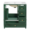 Cullen Bathroom Vanity with Ceramic Sink | 3 Drawers | Green Wood 30"
