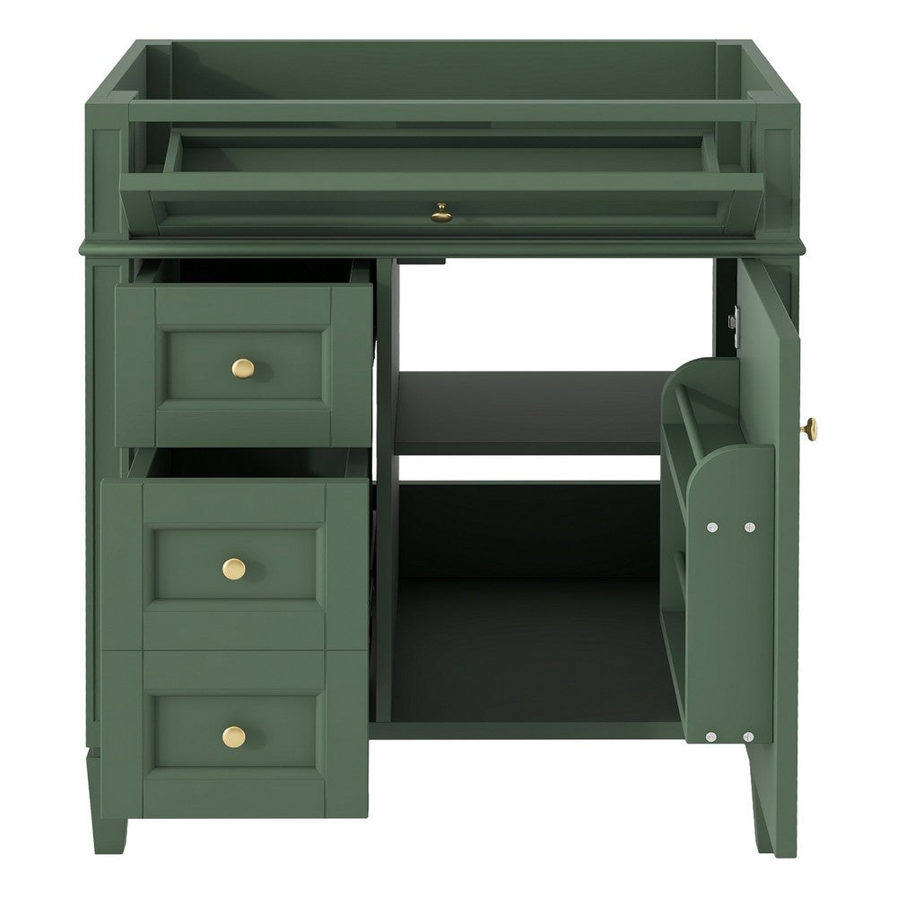 Zake Bathroom Vanity Cabinet with Tip-Out Drawers | Green Wood 30"