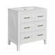 Solan 30" Bathroom Vanity with Ceramic Sink | Gold Handles | White Wood