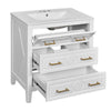 Solan 30" Bathroom Vanity with Ceramic Sink | Gold Handles | White Wood
