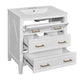 Solan 30" Bathroom Vanity with Ceramic Sink | Gold Handles | White Wood