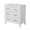 Solan 30" Bathroom Vanity with Ceramic Sink | Gold Handles | White Wood