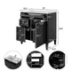 Asher Bathroom Vanity with Ceramic Sink | Smart Storage | Black Wood 30"