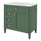 Asher Bathroom Vanity with Ceramic Sink | Smart Storage | Green Wood 30"