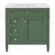 Asher Bathroom Vanity with Ceramic Sink | Smart Storage | Green Wood 30"