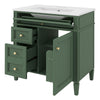 Asher Bathroom Vanity with Ceramic Sink | Smart Storage | Green Wood 30"