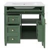 Asher Bathroom Vanity with Ceramic Sink | Smart Storage | Green Wood 30"