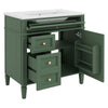 Asher Bathroom Vanity with Ceramic Sink | Smart Storage | Green Wood 30"