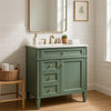 Asher Bathroom Vanity with Ceramic Sink | Smart Storage | Green Wood 30"