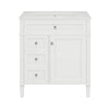 Asher Bathroom Vanity with Ceramic Sink | Smart Storage | White Wood 30"
