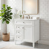 Asher Bathroom Vanity with Ceramic Sink | Smart Storage | White Wood 30"